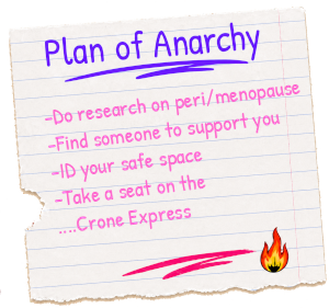 Crone in Chaos is in the house notes board